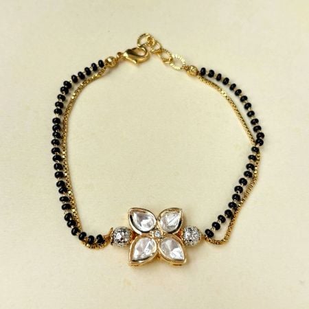 Handmade Brass Metal Jewellery Black Bead Bracelet